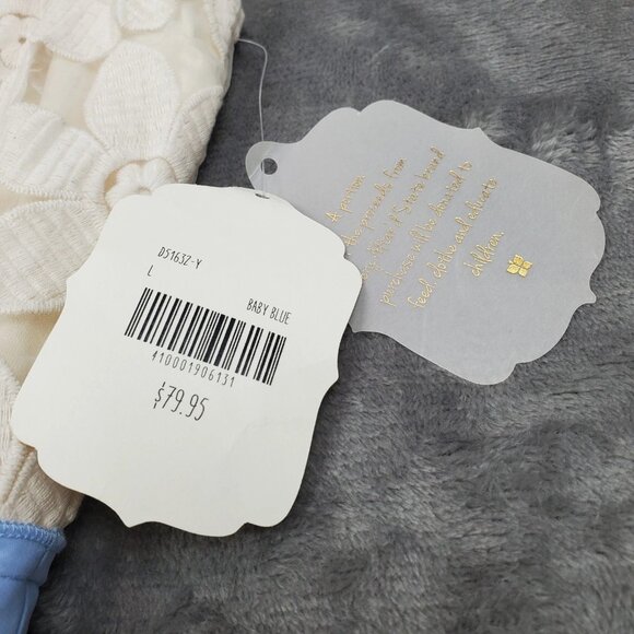 Altard State Dress Blue Cream Floral Lace Tulle Cottage Fairy Pleated Size L NEW - Picture 6 of 16